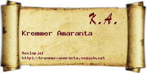 Kremmer Amaranta névjegykártya